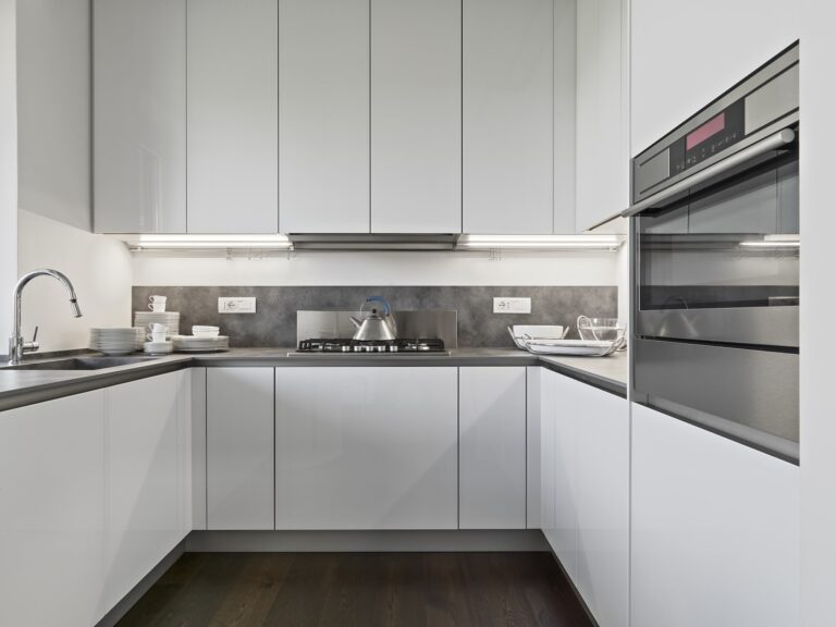 interior view of a white modern kitchen